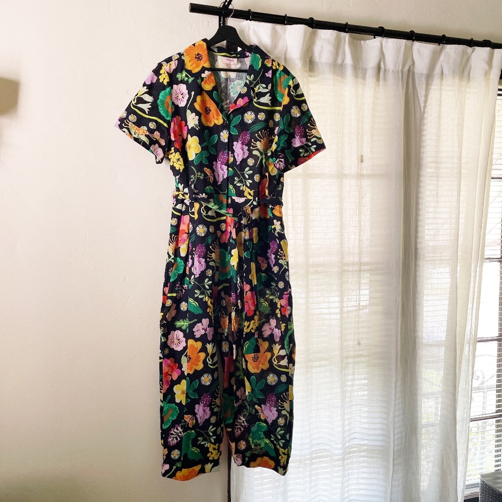 Linen floral jumpsuit OBUS AU size 20 - Colorful fun short sleeve jumpsuit - Picture 7 of 8
